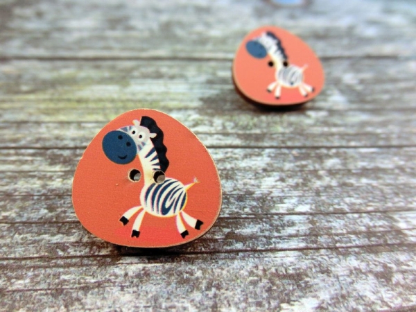 Zebra Holz Knopf Ohrstecker Zoo Tier animal